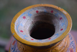 Hand-Painted Mint Green and Lavender Indian Decorative Pot