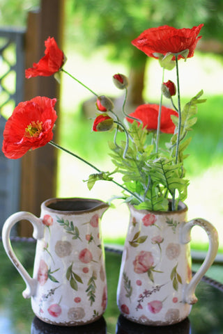 Vintage-style pitcher vase with roses