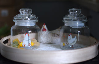 Hen & Chicks Glass Storage Jar