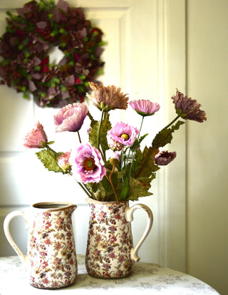 Brownish-toned flowers vintage pitcher vase