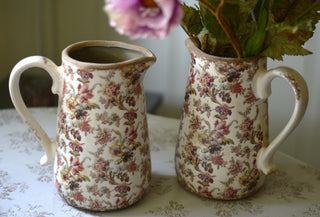 Brownish-toned flowers vintage pitcher vase