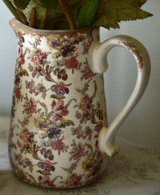 Brownish-toned flowers vintage pitcher vase