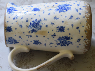 Blue roses vintage pitcher vase