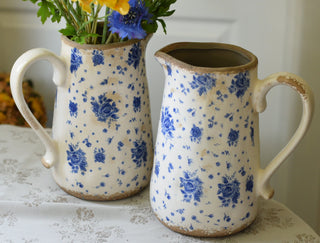 Blue roses vintage pitcher vase