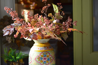 Artificial Autumn Arrangement – Burgundy Vine Leaf, Berry & Birch