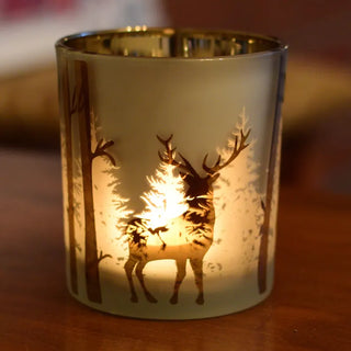 Bronze Deer Winter Candle Holder